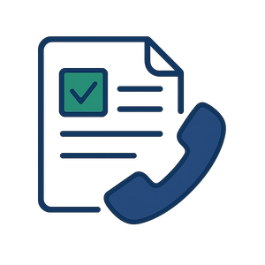 Icône téléphone et document validé – Réservation VSL avec prescription médicale